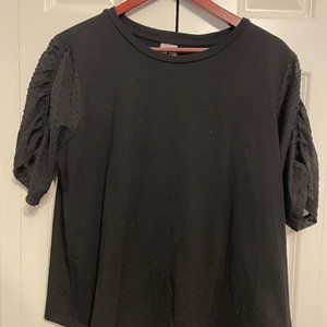 Black ASOS Tee with Ruffled Sleeves